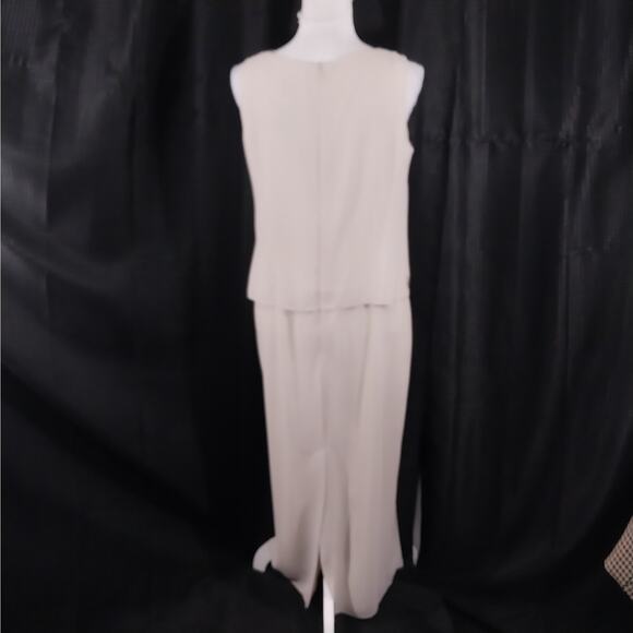 R & M RICHARDS! CHAMPAGNE BEIGE/TAN SILVER & GOLD BEADED 2 PC DRESS SET! SZ 10P - Picture 8 of 14